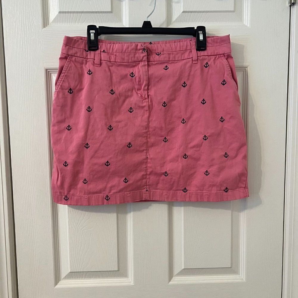 British Khaki Pink Skirt W/Blue Anchors Size 10
